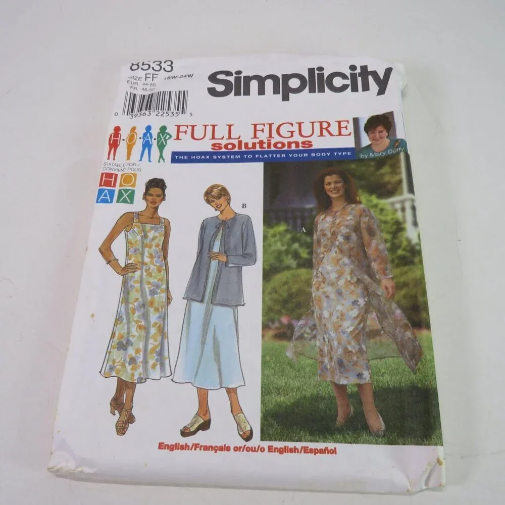 simplicity 8533 Mary Duffy sleeveless dress, jacket UNCUT sewing pattern